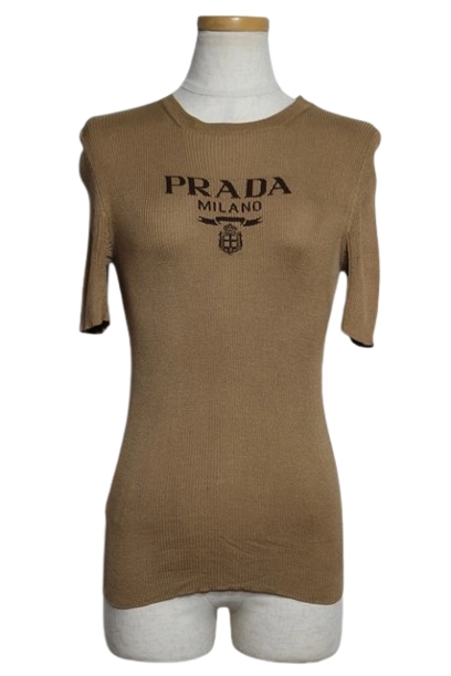 PRADA プラダ 衣類 ロゴ入クルーネックセーター レディース36 ベージュ シルク P24T1F_11MY_F0040_S_ (2143100516809) 【200】
