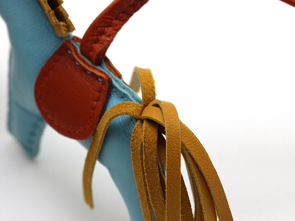 HERMES Rodeo Charm PM Celeste/Bouton d'Or/Carnelian Anjou Milo A