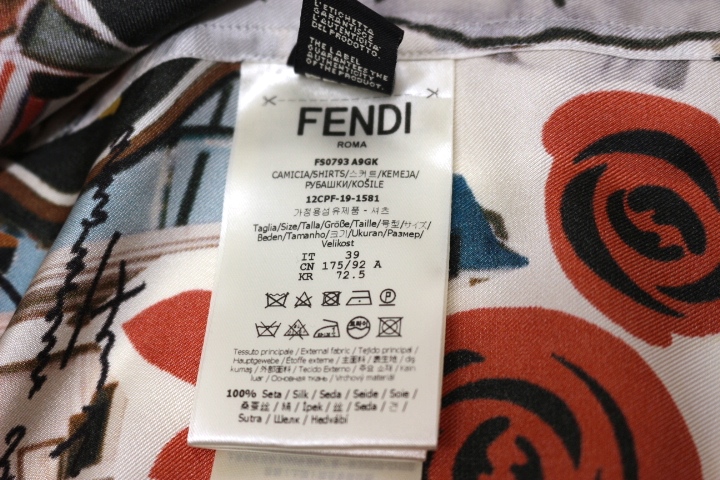 FENDI フェンディ 長袖シャツ シルク メンズ39 マルチカラー