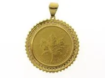 JEWLERY ノンブランドジュエリー トップ メイプルリーフコイン K24/K18イエローゴールド 1/2オンスダイヤモンド1.47カラット 25.1g【472】SJ