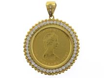 JEWLERY ノンブランドジュエリー トップ メイプルリーフコイン K24/K18イエローゴールド 1/2オンスダイヤモンド1.47カラット 25.1g【472】SJ