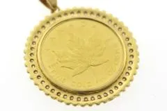 JEWLERY ノンブランドジュエリー トップ メイプルリーフコイン K24/K18イエローゴールド 1/2オンスダイヤモンド1.47カラット 25.1g【472】SJ