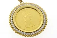 JEWLERY ノンブランドジュエリー トップ メイプルリーフコイン K24/K18イエローゴールド 1/2オンスダイヤモンド1.47カラット 25.1g【472】SJ