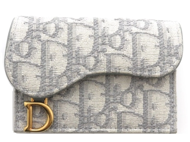 Dior ディオール オブリーク サドルフラップ カードホルダー グレー