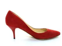 JIMMY CHOO　ジミーチュウ　靴　パンプス　レディス35ハーフ　レッド　スエード　2143400216188　【200】