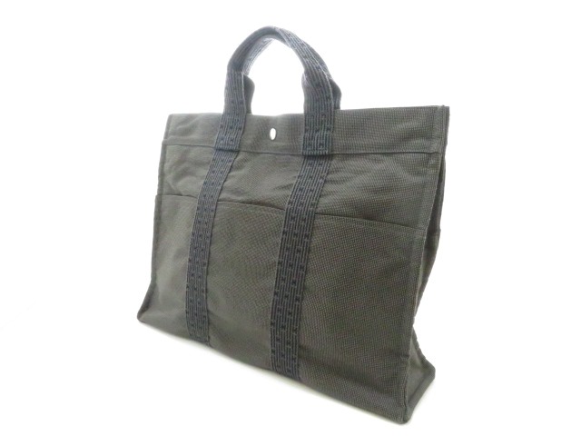HERMES エルメス エールライントートMM グレー キャンバス トート