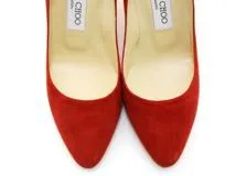 JIMMY CHOO　ジミーチュウ　靴　パンプス　レディス35ハーフ　レッド　スエード　2143400216188　【200】