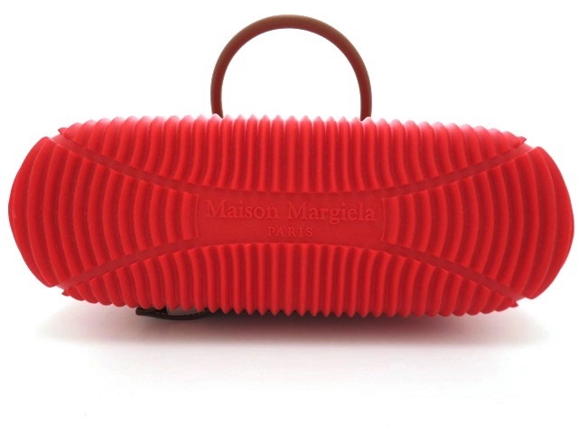 Maison Margiela メゾン・マルジェラ 5AC ミニ2WAYバッグ レッド チェック柄 キャンバス レザー ラバー【473】