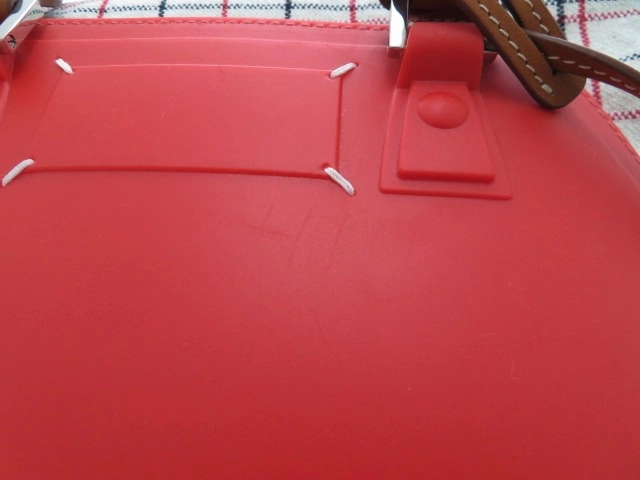 Maison Margiela メゾン・マルジェラ 5AC ミニ2WAYバッグ レッド チェック柄 キャンバス レザー ラバー【473】