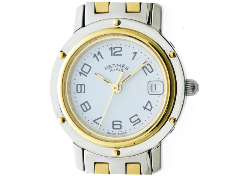 腕時計美品 エルメス クリッパー コンビ ホワイト レディース Hermes