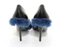 FENDI フェンディ 靴 パンプス レディス38(約24.5～25.0cm)  ブラック ネイビー レザー ファー RN146779 (2143700188178) 【200】