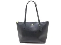 COACH ブラックレザー トートバッグ COACH ブラック レザートートバッグ - メルカリ