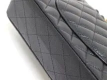 CHANEL シャネル マトラッセＷフラップ  Ｗチェーン ショルダーバッグ ブラック GP キャビアスキン A01112