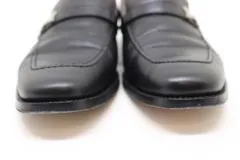 HERMES　エルメス　靴　ローファー　モカシン　メンズ40　ブラック　レザー　シルバー金具　2120000276156　【200】