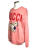 GUCCI グッチ スウェット トレーナー オーバーサイズ メンズL ピンク ドッグ コットン ラインストーン 469250 （2143100477636）【200】
