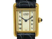 Cartier　カルティエ　マストタンクSM　W1003053　ゴールドメッキ/クロコダイルレザー　アイボリー文字盤　クォーツ　レディース　腕時計　F