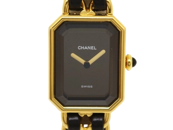 T130 シャネル プルミエールL H0001 GP×レザー クォーツ CHANEL シャネル プルミエールL H0001 ゴールドメッキ/カーフレザー