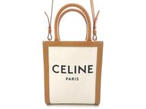 CELINE セリーヌ 2WAY ミニバーティカルカバ ナチュラル タン キャンバス カーフ【473】