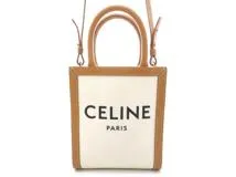 CELINE セリーヌ 2WAY ミニバーティカルカバ ナチュラル タン キャンバス カーフ【473】