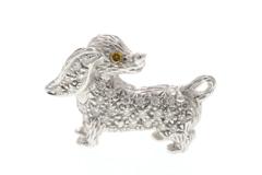 JEWELRY ノンブランド ジュエリー ブリーチ ペンダントトップ 犬 ドッグ K18 ホワイトゴールド ダイヤモンド 3.3g【473】