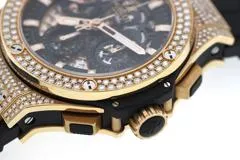 HUBLOT ウブロ 腕時計 ビッグ・バン アエロバン 311.PX.1180.GR.1704 K18ピンクゴールド/アリゲーターベルト ダイヤモンドベゼル スケルトン文字盤 自動巻き 2009年並行品【472】SJ