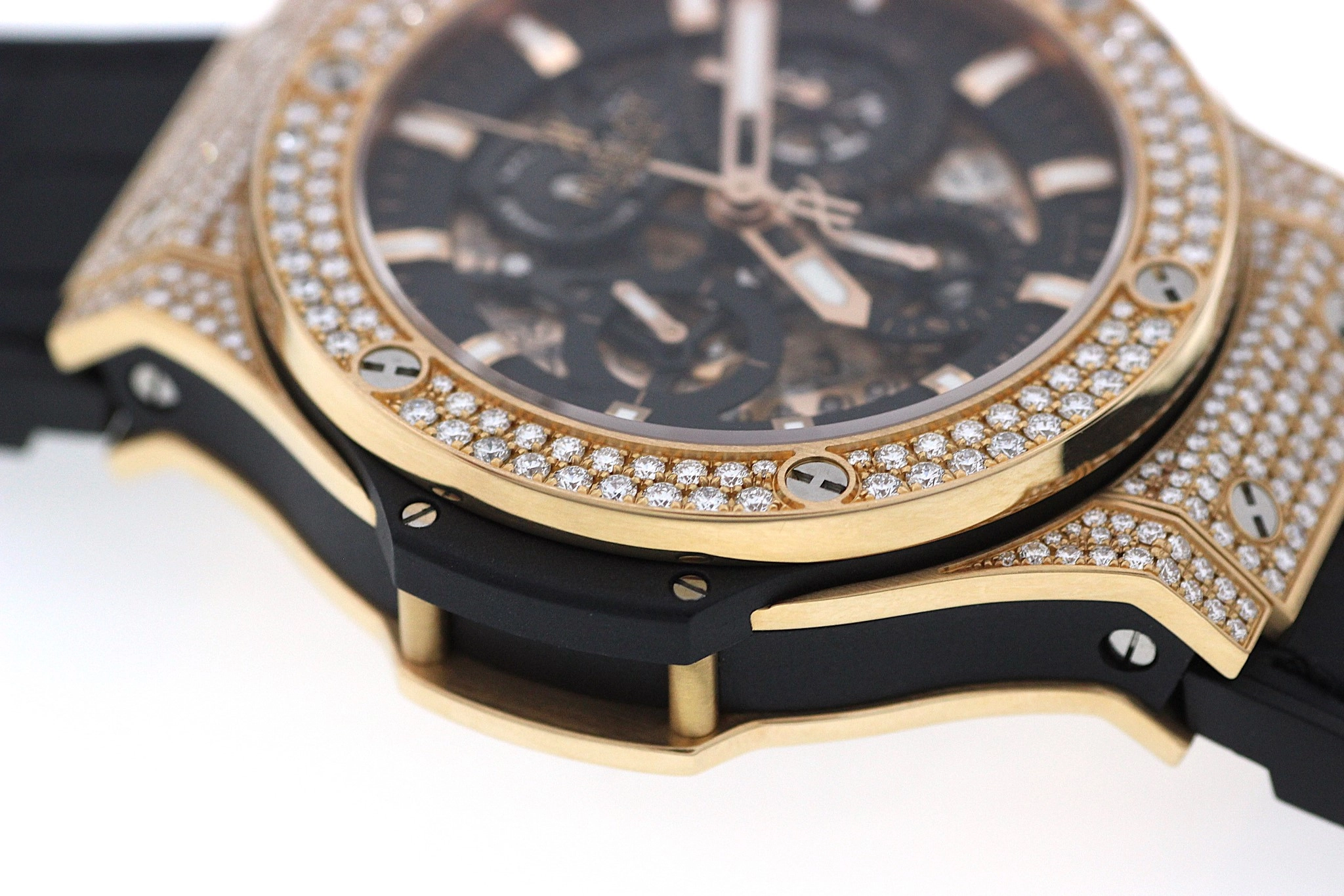 HUBLOT ウブロ 腕時計 ビッグ・バン アエロバン 311.PX.1180.GR.1704 K18ピンクゴールド/アリゲーターベルト ダイヤモンドベゼル スケルトン文字盤 自動巻き 2009年並行品【472】SJ