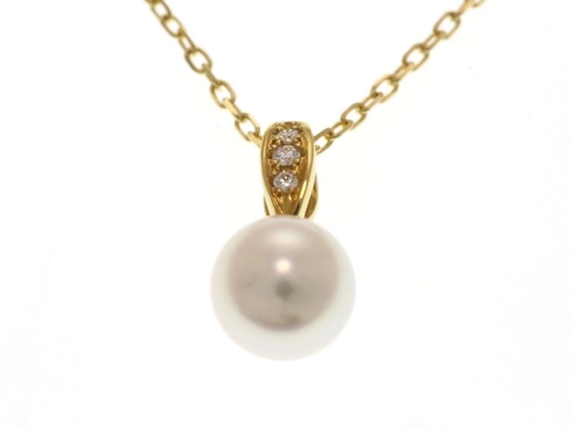 ミキモトパールネックレス　k18ダイヤ MIKIMOTO ミキモト ジュエリー パール ネックレス 真珠 ダイアモンド