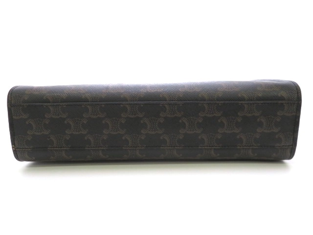 CELINE セリーヌ 2WAYバッグトリオンフ スモール バーティカル カバ トートバッグ タン コーティングキャンバス レザー【473】