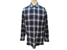CELINE　セリーヌ　チェック柄ネルシャツ　メンズ38　ネイビー/ホワイト/イエロー　ウール　2C555198O　2143200539593　【432】