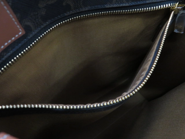 CELINE セリーヌ 2WAYバッグトリオンフ スモール バーティカル カバ トートバッグ タン コーティングキャンバス レザー【473】