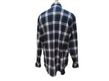 CELINE　セリーヌ　チェック柄ネルシャツ　メンズ38　ネイビー/ホワイト/イエロー　ウール　2C555198O　2143200539593　【432】