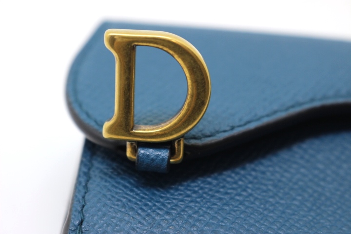 Dior ディオール サドル コンパクト ウォレット 財布 ブルー
