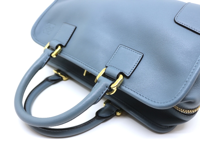 ロエベ アマゾナ レザー 2way バッグ LOEWE ロエベ 2wayバッグ アマソナ28 ブルーグレー レザー