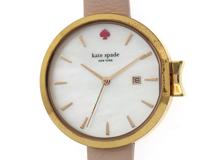 KATE SPADE ケイト・スペード 腕時計 PARK ROW パークロウ ゴールドメッキ/革 ピンクシェル文字盤 クォーツ【472】YK