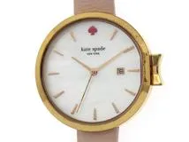 KATE SPADE ケイト・スペード 腕時計 PARK ROW パークロウ ゴールドメッキ/革 ピンクシェル文字盤 クォーツ【472】YK