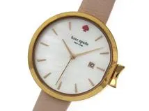 KATE SPADE ケイト・スペード 腕時計 PARK ROW パークロウ ゴールドメッキ/革 ピンクシェル文字盤 クォーツ【472】YK