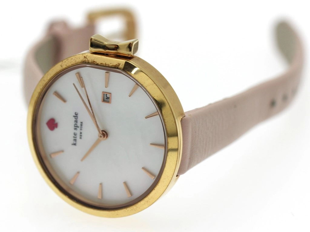 KATE SPADE ケイト・スペード 腕時計 PARK ROW パークロウ ゴールドメッキ/革 ピンクシェル文字盤 クォーツ【472】YK