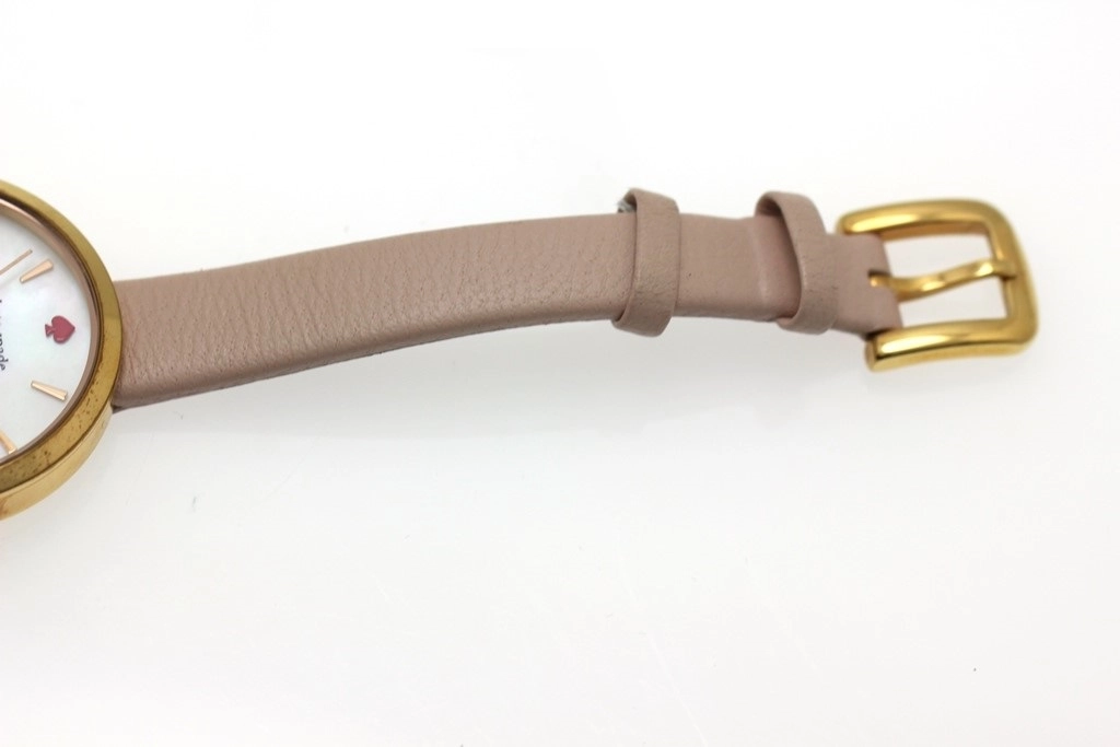 KATE SPADE ケイト・スペード 腕時計 PARK ROW パークロウ ゴールドメッキ/革 ピンクシェル文字盤 クォーツ【472】YK