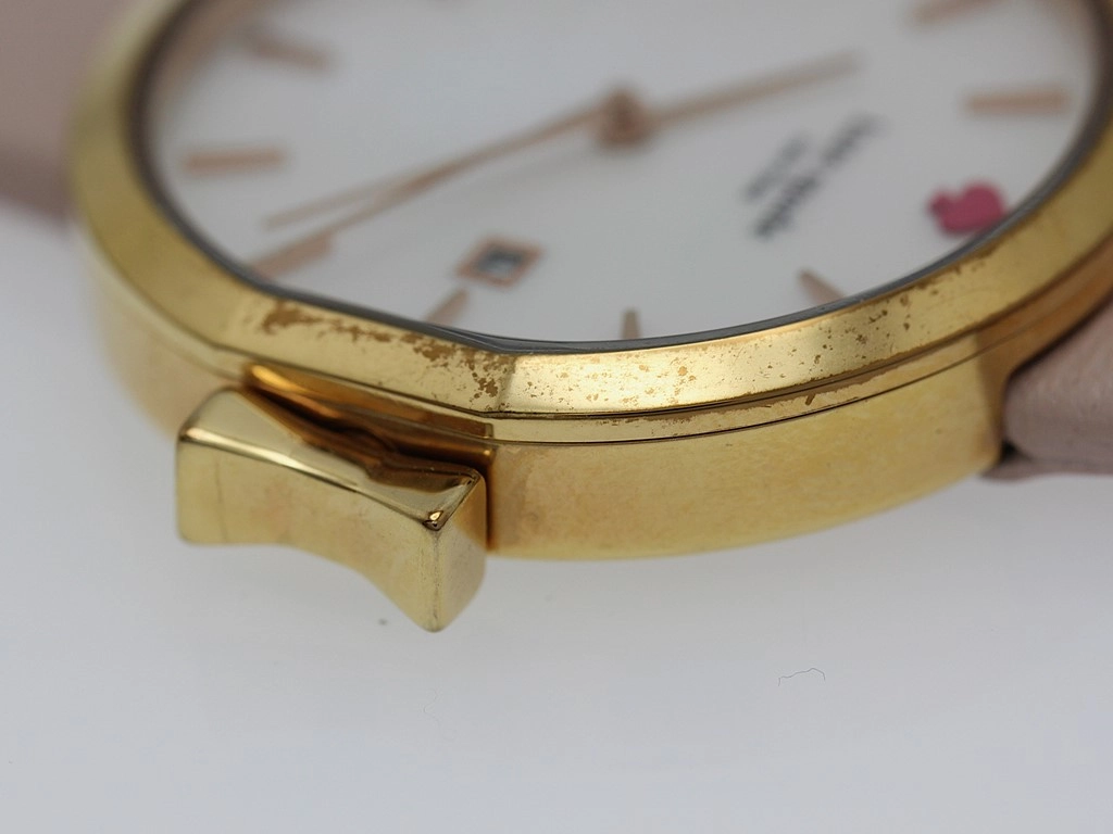 KATE SPADE ケイト・スペード 腕時計 PARK ROW パークロウ ゴールドメッキ/革 ピンクシェル文字盤 クォーツ【472】YK