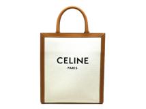 CELINE　セリーヌ　ハンドバッグ　バーティカル　カバ　スモール　ホワイト　キャンバス／レザー　192082　2120000334382　【200】【中古】【大黒屋】