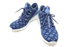 LOUIS VUITTON ルイヴィトン  スニーカー ファストレーンライン メンズ８ ブルー モノグラムデニム 2146000198519 【200】