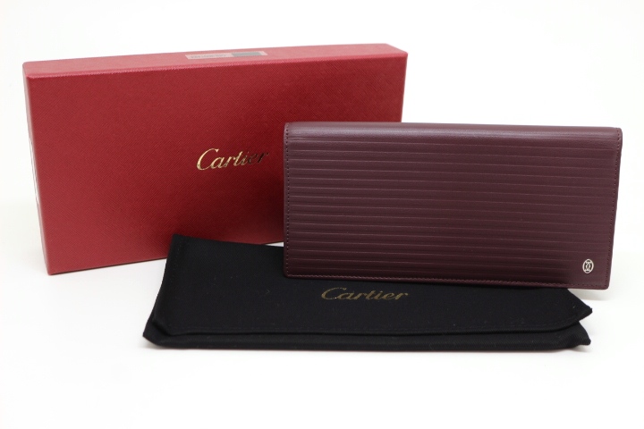 Cartier カルティエ 小物 財布 長財布 二つ折長財布 レザー ボルドー