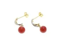 JEWELRY ノンブランド ジュエリー ピアス K18イエローゴールド PT900 サンゴ 1.0g【473】