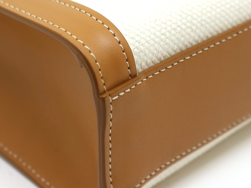 CELINE　セリーヌ　ハンドバッグ　バーティカル　カバ　スモール　ホワイト　キャンバス／レザー　192082　2120000334382　【200】【中古】【大黒屋】