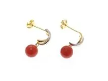 JEWELRY ノンブランド ジュエリー ピアス K18イエローゴールド PT900 サンゴ 1.0g【473】