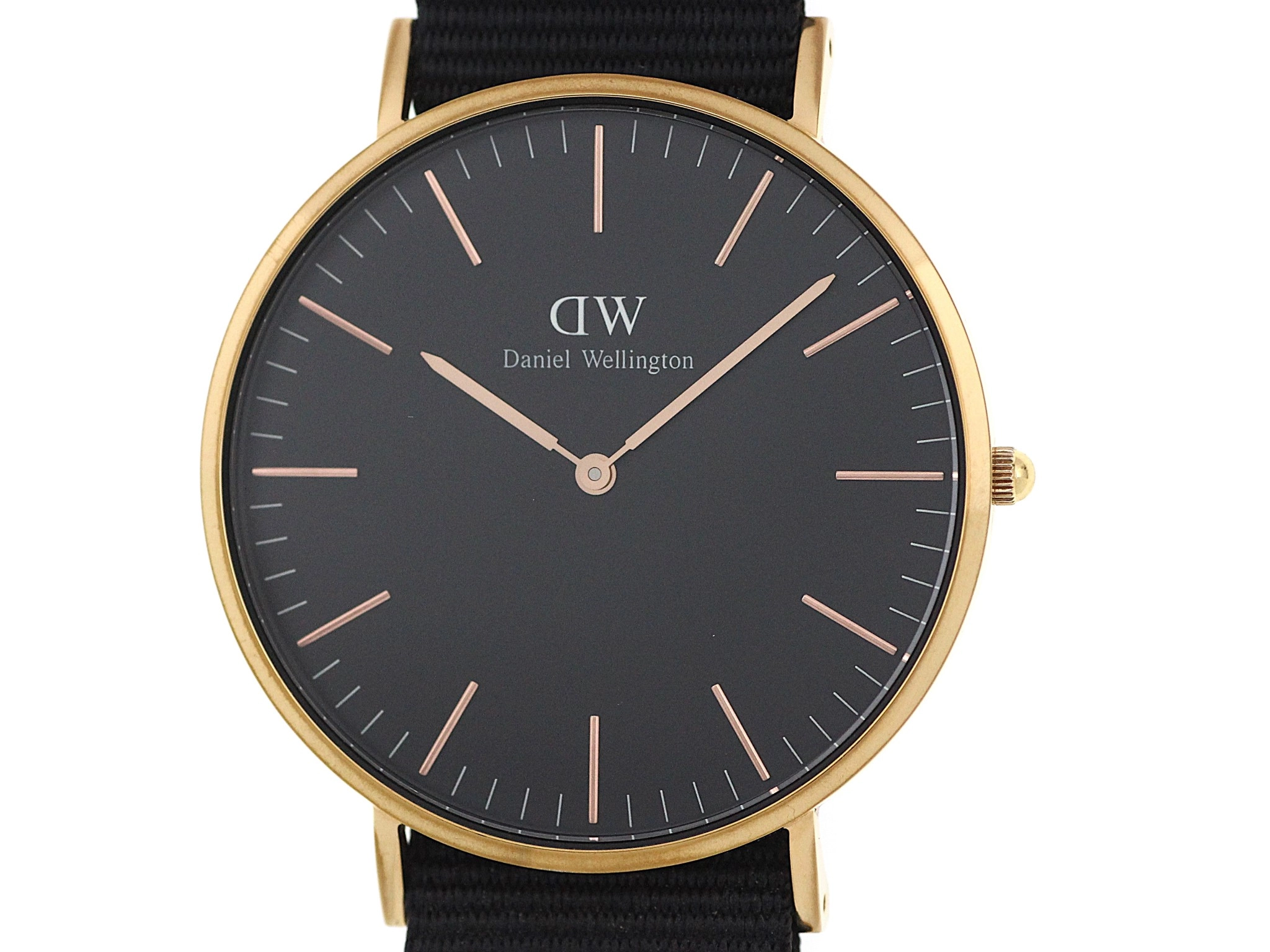 DANIEL WELLINGTON ダニエル・ウェリントン 腕時計 クラシック コーンウォール 40mm DW00100148  ローズゴールドメッキ/ポリエステル ブラック文字盤 クォーツ【472】SJ の購入なら「質」の大黒屋（公式）