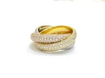 Cartier　カルティエ　トリニティリング　３カラー　パヴェダイヤモンド　16.4g　53号　2143200608688【432】