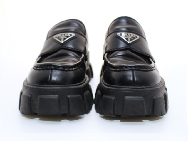 PRADA プラダ 靴 モノリス ローファー メンズ5 ブラック レザー