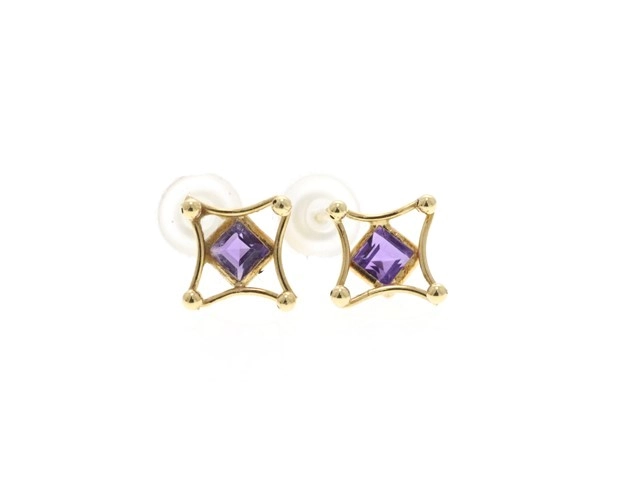JEWELRY ノンブランド ジュエリー ピアス K18 イエローゴールド アメシスト 0.5g【473】