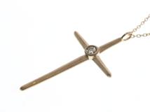 JEWELRY ノンブランド ジュエリー ネックレス クロス ペンダント K10 イエローゴールド ダイアモンド 2.4g【473】